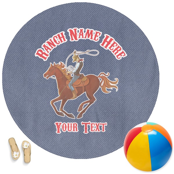 Custom Western Ranch Round Beach Towel (Personalized)