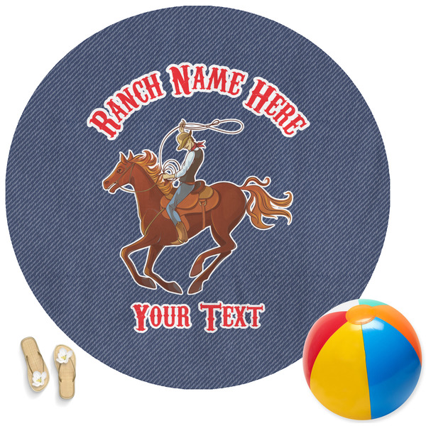 Custom Western Ranch Round Beach Towel (Personalized)