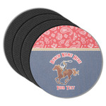 Western Ranch Round Rubber Backed Coasters - Set of 4 (Personalized)
