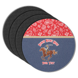 Western Ranch Round Rubber Backed Coasters - Set of 4 (Personalized)