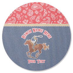 Western Ranch Round Rubber Backed Coaster (Personalized)