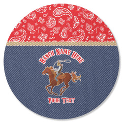 Western Ranch Round Rubber Backed Coaster (Personalized)