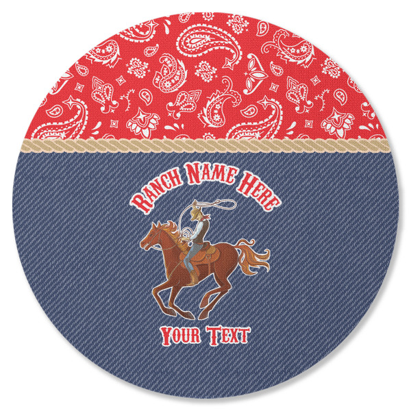 Custom Western Ranch Round Rubber Backed Coaster (Personalized)
