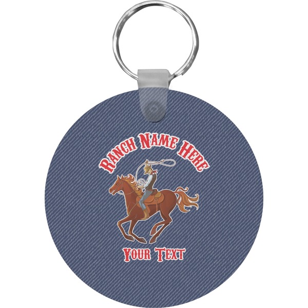 Custom Western Ranch Round Plastic Keychain (Personalized)