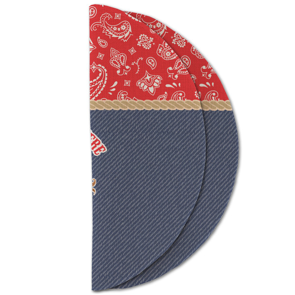 Western Ranch Round Linen Placemats - HALF FOLDED (double sided)