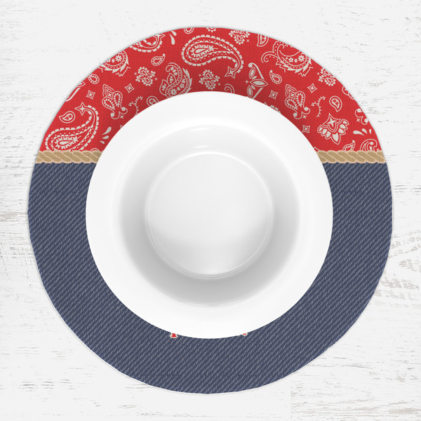 Western Ranch Round Linen Placemats - LIFESTYLE (single)