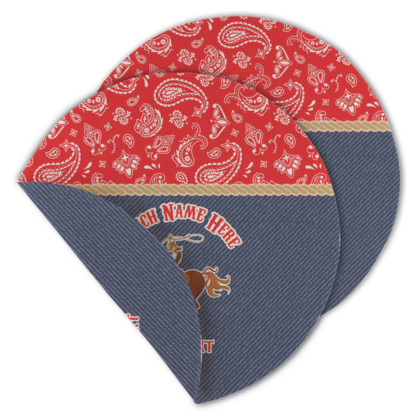 Custom Western Ranch Round Linen Placemat - Double Sided - Set of 4 (Personalized)