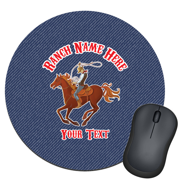 Custom Western Ranch Round Mouse Pad (Personalized)