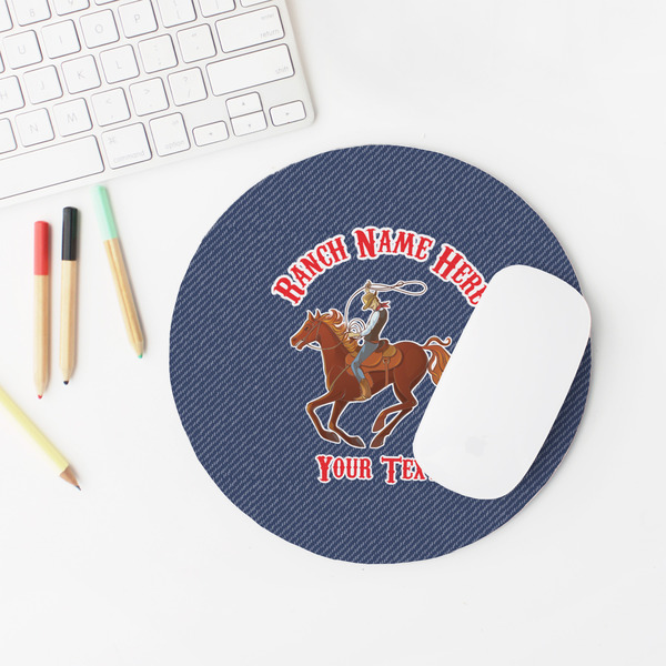 Western Ranch Round Mousepad - LIFESTYLE 2