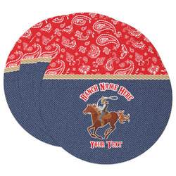 Western Ranch Round Paper Coasters w/ Name or Text