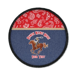 Western Ranch Iron On Round Patch w/ Name or Text