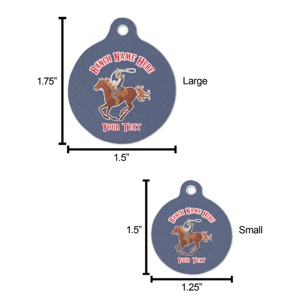 Western Ranch Round Pet ID Tag - Large - Comparison Scale