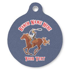 Western Ranch Round Pet ID Tag - Large (Personalized)