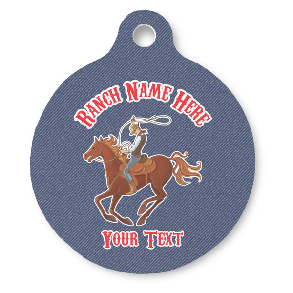 Custom Western Ranch Round Pet ID Tag - Large (Personalized)