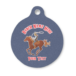 Western Ranch Round Pet ID Tag - Small (Personalized)