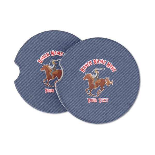 Custom Western Ranch Sandstone Car Coasters - Set of 2 (Personalized)