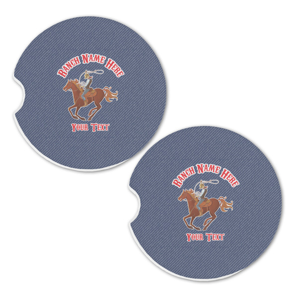Western Ranch Sandstone Car Coasters - Set of 2