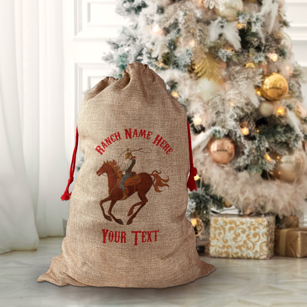 Western Ranch Santa Bag - Front (stuffed)