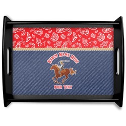 Western Ranch Black Wooden Tray - Large (Personalized)