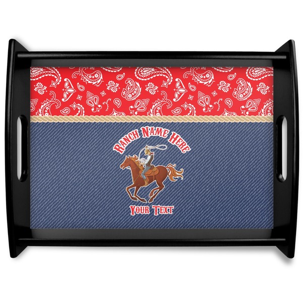 Custom Western Ranch Black Wooden Tray - Large (Personalized)
