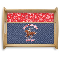 Western Ranch Natural Wooden Tray - Large (Personalized)