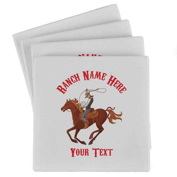 Custom Western Ranch Absorbent Stone Coasters - Set of 4 (Personalized)