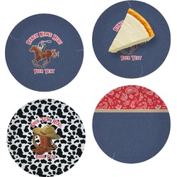 Western Ranch Set of 4 Glass Appetizer / Dessert Plate 8" (Personalized)