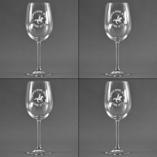 Western Ranch Set of Four Personalized Wineglasses (Approval)