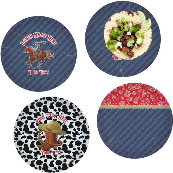 Custom Western Ranch Set of 4 Glass Lunch / Dinner Plate 10" (Personalized)