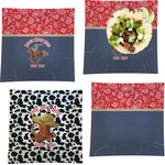 Western Ranch Set of 4 Glass Square Lunch / Dinner Plate 9.5" (Personalized)