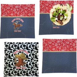 Western Ranch Set of 4 Glass Square Lunch / Dinner Plate 9.5" (Personalized)