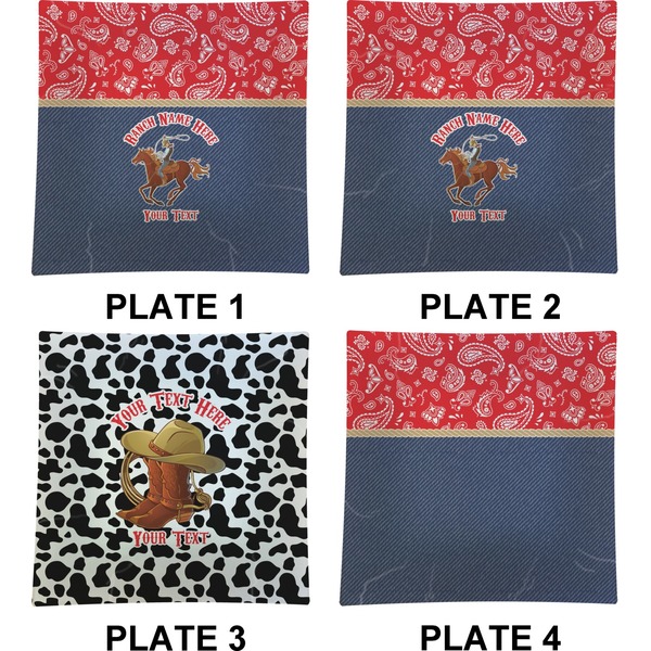 Western Ranch Set of Square Dinner Plates (Approval)