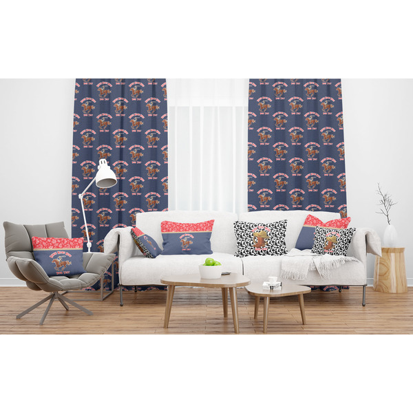 Western Ranch Sheer and Custom Curtains in Room with Matching Pillows