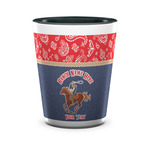 Western Ranch Ceramic Shot Glass - 1.5 oz - Two Tone - Set of 4 (Personalized)