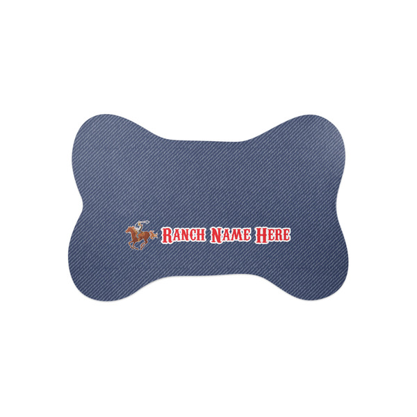 Custom Western Ranch Bone Shaped Dog Food Mat (Small) (Personalized)