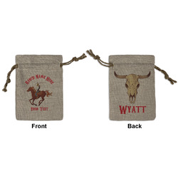 Western Ranch Small Burlap Gift Bag - Front & Back (Personalized)
