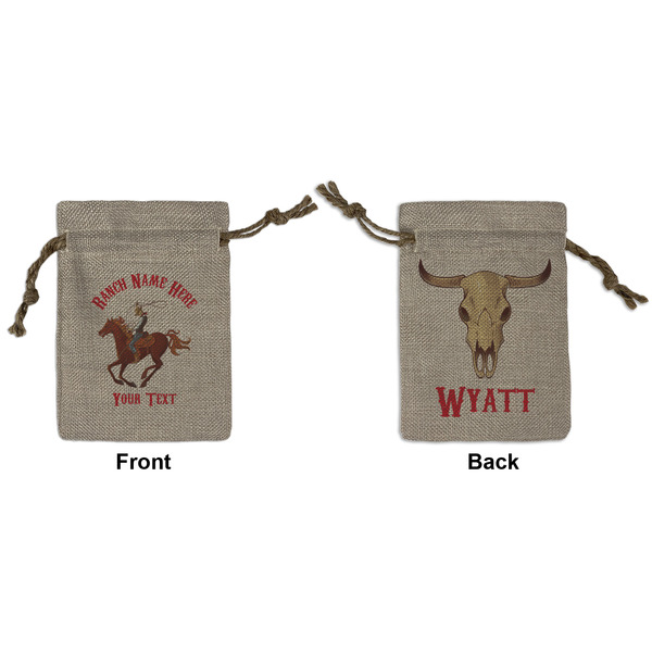 Custom Western Ranch Small Burlap Gift Bag - Front & Back (Personalized)