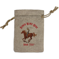 Western Ranch Small Burlap Gift Bag - Front (Personalized)
