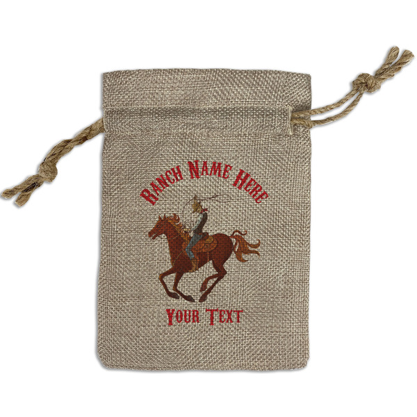 Custom Western Ranch Small Burlap Gift Bag - Front (Personalized)