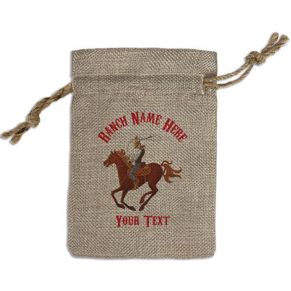 Western Ranch Small Burlap Gift Bag - Front