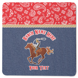 Western Ranch Square Rubber Backed Coaster (Personalized)