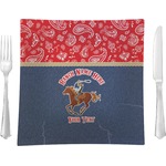 Western Ranch 9.5" Glass Square Lunch / Dinner Plate- Single or Set of 4 (Personalized)