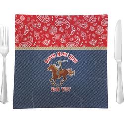 Western Ranch 9.5" Glass Square Lunch / Dinner Plate- Single or Set of 4 (Personalized)