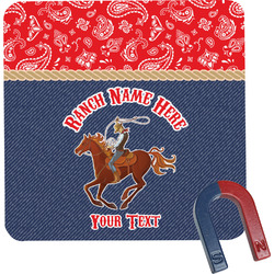 Western Ranch Square Fridge Magnet (Personalized)
