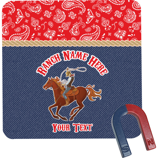 Custom Western Ranch Square Fridge Magnet (Personalized)