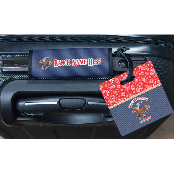 Western Ranch Square Luggage Tag & Handle Wrap - In Context