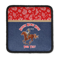 Western Ranch Iron On Square Patch w/ Name or Text