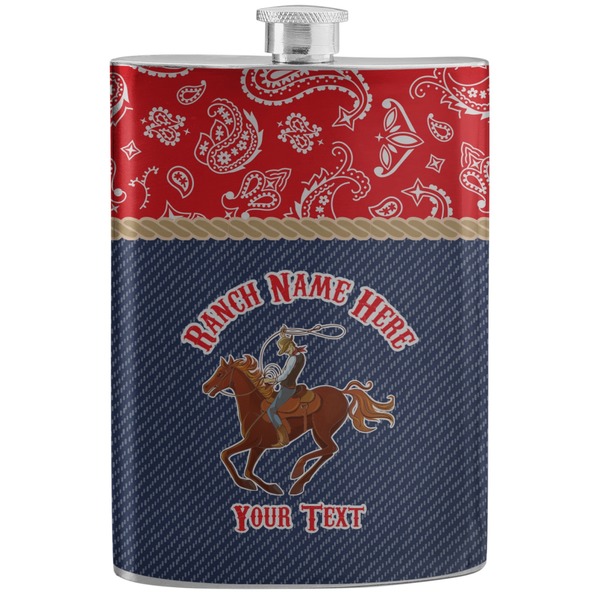 Custom Western Ranch Stainless Steel Flask (Personalized)