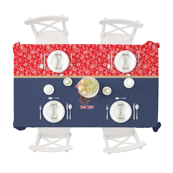 Western Ranch Tablecloths (58"x102") - TOP VIEW (with plates)