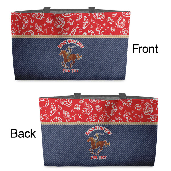 Western Ranch Tote w/Black Handles - Front & Back Views